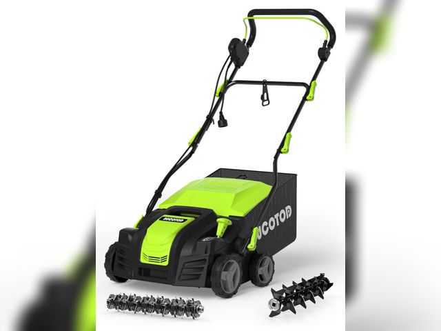 Lot 96-210137 - 2-in-1 Dethatcher &amp; 16-Inch Scarifier Electric Corded, 15 Amp Copper Motor, Electric Lawn Dethat...