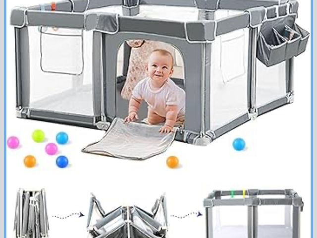 Lot 96-179490 - Foldable Baby Playpen 50"x50", Out-of-The-Box Ready Playpen for Babies and Toddlers, Portable Play Y...