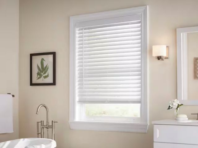 Lot 96-163991 - White Cordless Faux Wood Blinds for Windows- exact measurements now, approx 31W x 48L
New
