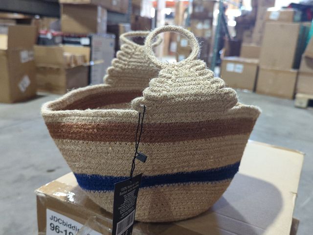 Lot 96-194834 - 2 Pack of Jute Decorative Boho Farmhouse Baskets Home Decor Aesthetic New