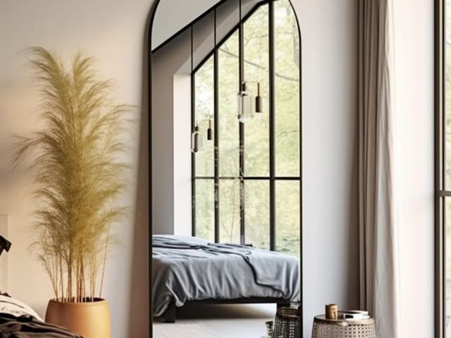 Lot 96-190722 - Arched Floor Mirror, 58"18" Full Length Mirror with Stand, Freestanding, Aluminum Frame - Black
New