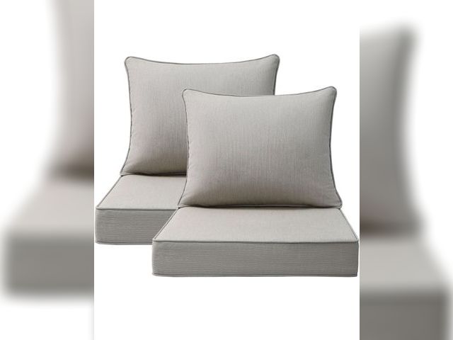 Lot 96-188058 - Sunbrella Outdoor Patio Chair Cushions Set, 24" x 24", Set of 2, Water-Repellent, Fade Resistant, De...