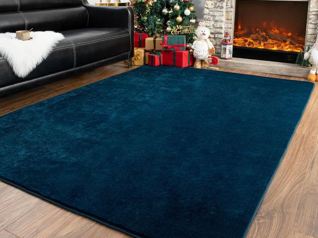 Lot 96-170565 - Washable Area Rug for Bedroom Living Room, approx. 4x6 Feet Navy Blue Memory Foam Rugs, Super Soft M...