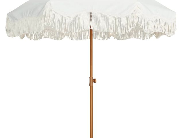 Lot 96-178894 - 6.5ft Patio Umbrella with Boho Fringe Tassel Tilt Pole for Outdoor Picnic,Cream
New