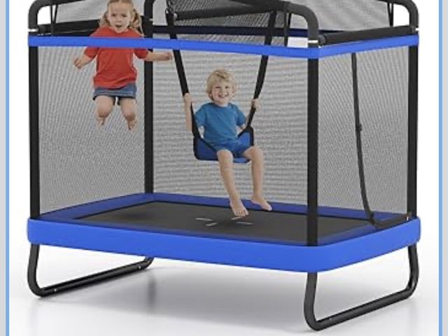 Lot 96-197308 - GYMAX Trampoline for Kids, 70” Toddler Rebounder with Detachable Swing, Horizontal Bar &amp; All-Rou...