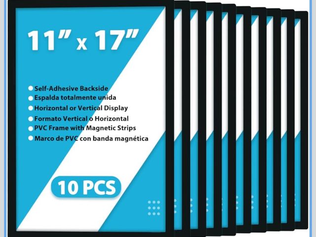 Lot 96-170352 - 10Pcs Magnetic Poster Holder Self-adhesive Back,11"x17" Magnetic Framed Sign Holder,Plastic Window W...