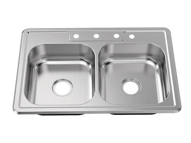 Lot 96-222211 - Glacier Bay 33 in. Drop-In 50/50 Double Bowl
22 Gauge Stainless Steel Kitchen Sink

New