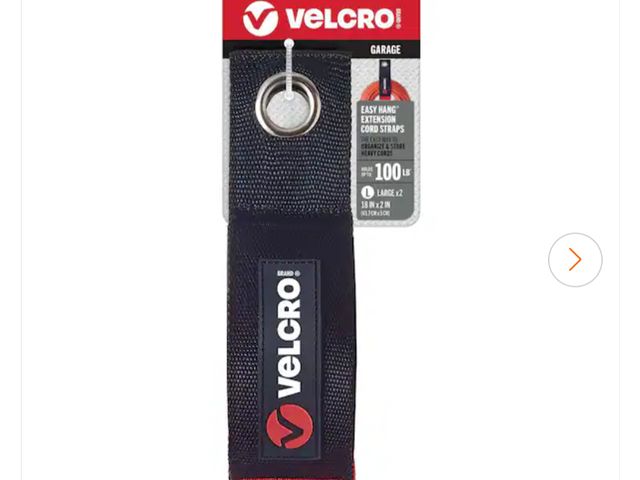 Lot 96-188725 - VELCRO 18 in. x 2 in. Easy Hang Extension Cord Strap, Bundling Strap with Grommet Hook and Loop (2-P...