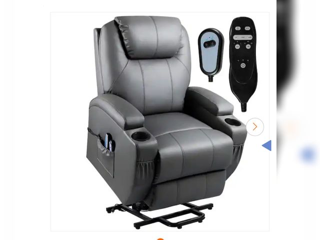 Lot 96-157204 - LACOO Gray Leather Power Lift Standard (No Motion) Recliner with Power Lift New MSRP $495
