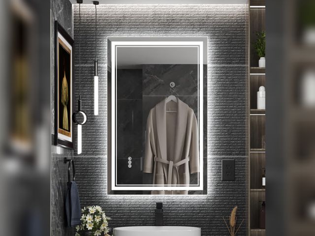 Lot 96-179102 - 24x36 Inch Led Mirror for Bathroom with Front Light and Backlit, Dimmable Anti Fog Wall Bathroom Mir...