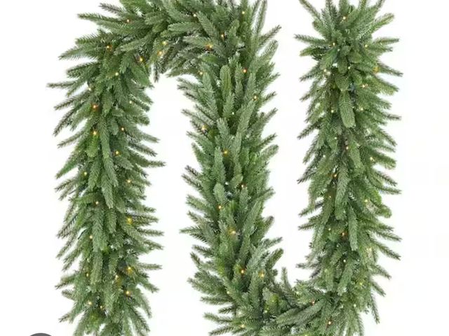 Lot 96-191693 - 9 ft. Hillcrest BATTERY OPERATED Noble Fir LED Pre-Lit TECHNOLOGY Garland with Timer New