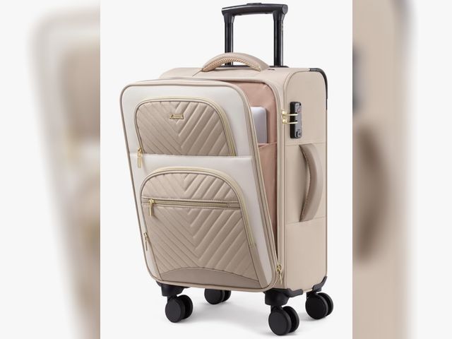 Lot 96-177588 - LOVEVOOK Carry on Luggage 22x14x9 Airline Approved, Large Waterproof Carry on Suitcase with 3 Packin...