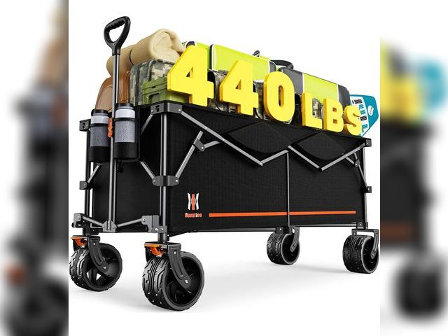 Lot 96-176243 - Navatiee 300L Extra Large Collapsible Wagon Cart Foldable, 48''L Extended Heavy Duty Folding Beach W...