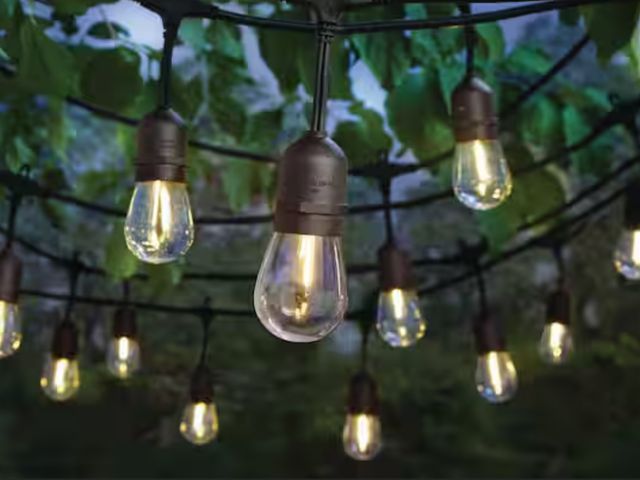 Lot 96-182116 - Hampton Bay 24-Light 48 ft. Plug-in Indoor/Outdoor Edison Patio String Light with S14 Single Filamen...