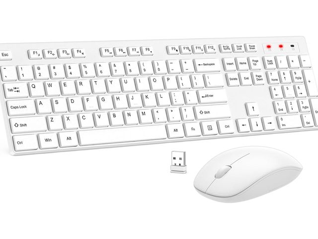 Lot 96-181478 - Wireless Keyboard and Mouse Combo, EDJO Silent Full Size Cordless USB Keyboard Mouse, 2.4GHz Lag-Fre...