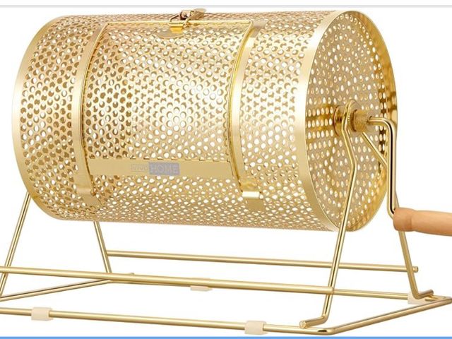 Lot 96-181303 - VIVOHOME 11 Inch x 8 Inch Brass Plated Raffle Drum Lottery Spinning Drawing with Wooden Turning Hand...