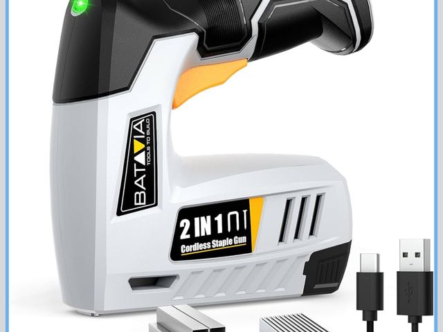 Lot 96-191540 - BATAVIA Electric Staple Gun, 2-in-1 Cordless Brad Nailer &amp; Stapler Kit with 2000Pcs Nails &amp; ...