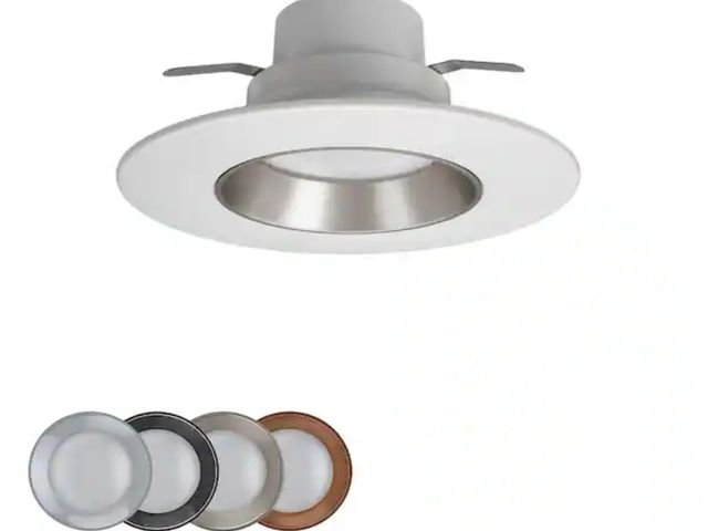 Lot 96-163306 - Commercial Electric
5 in./6 in. Integrated LED Recessed Light Trim 4 Color Baffle Trim Options Adjus...