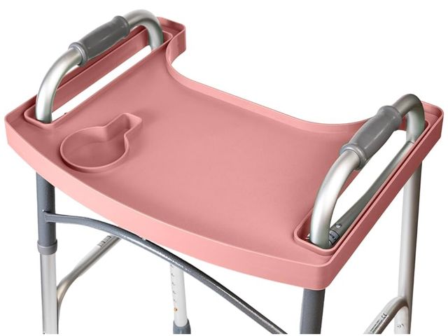 Lot 96-171140 - Sigo Pink Walker Tray for Rolling Folding Walker, Tray Table with Cup Holder for Standard Walkers Se...