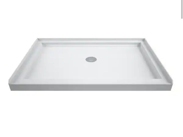 Lot 96-225904 - DreamLine SlimLine 48 in. x 36 in. Single Threshold Alcove Shower Pan Base in White with Center Drai...
