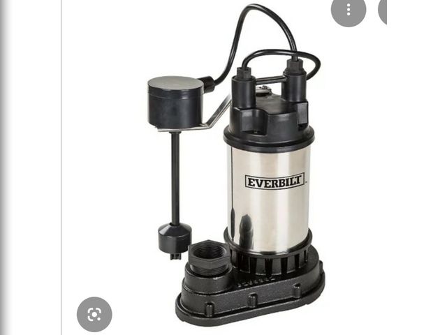 Lot 96-211302 - Everbilt SP05002VD 1/2 HP Submersible Sump Pump - Stainless Steel/Black Used, Untested