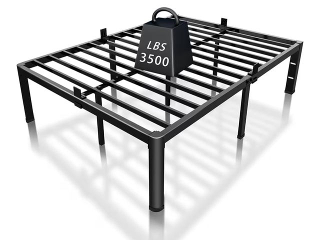 Lot 96-180572 - ROIL 14 inch Full Size Bed Frame with Headboard Hole, Steel Slats
3500LBS Heavy Duty, Noise-Free, Ma...