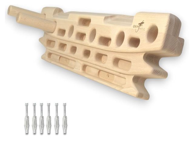 Lot 96-163784 - FingerPeg 1.0 Hangboard – Fingerboard Training Board for Climbing with Pull-Up Bars – Sleek Wooden C...