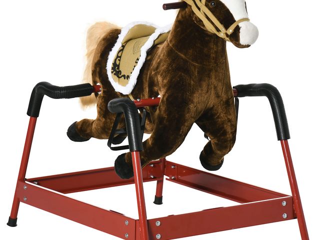 Lot 96-160164 - Qaba Kids Spring Rocking Horse, Ride on Horse for Girls and Boys with Animal Sounds, Plush Horse Rid...