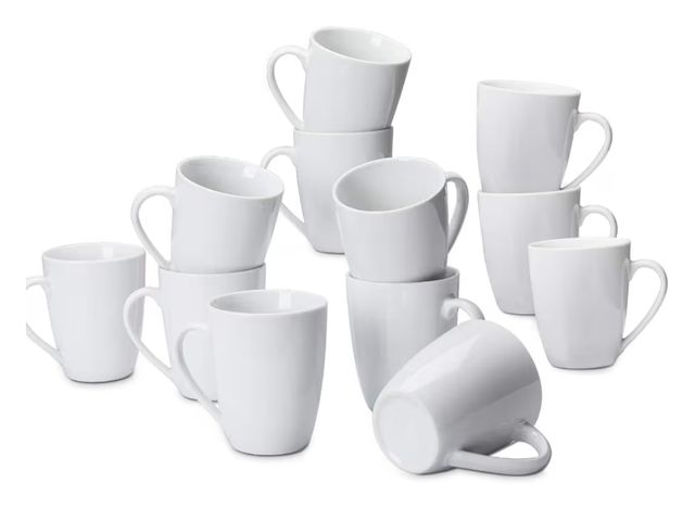 Lot 96-181210 - Amazon Basics Porcelain, 12 oz Coffee Mug Set, 11 Count, White
New