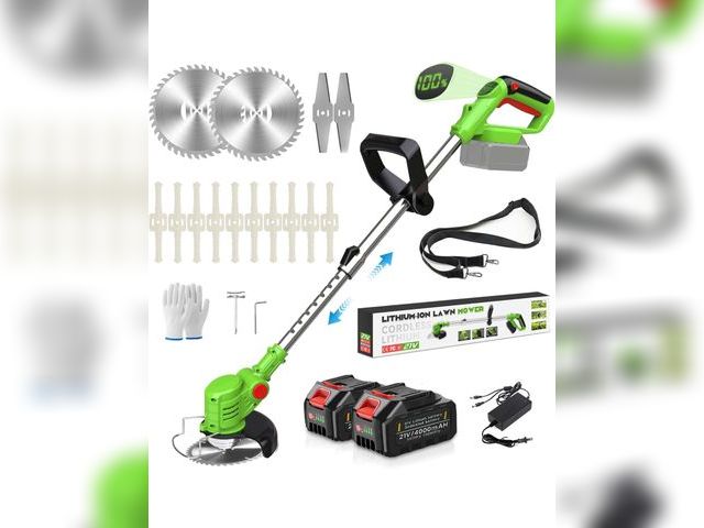 Lot 96-164425 - Electric Weed Wacker Cordless 21V, Weed Eater Battery Powered 2 X 4.0Ah, Weed Trimmer, Lawn Mower, T...