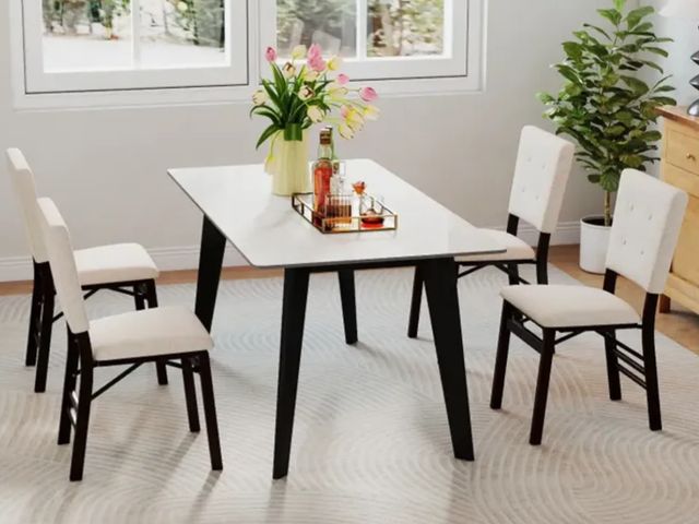 Lot 96-197422 - Foldable Dining Chair Set of 4 Armless Kitchen Chair with Padded Seat and Tilt Backrest New MSRP $18...