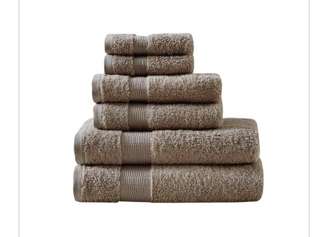Lot 96-162903 - Luce 6-Piece Dark Taupe 100% Egyptian Cotton Bath Towel Set MSRP $77.26 New