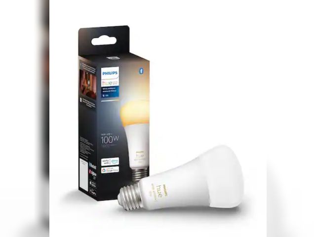 Lot 96-192669 - Philips Hue
100-Watt Equivalent A21 Smart LED Tunable White Light Bulb with Bluetooth (1-Pack)