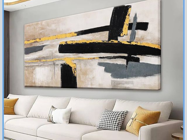Lot 96-190200 - QSQ Abstract Wall Art Canvas Wall Art Decor Black And Gold Wall Art Paintings Abstract Wall Decor Ar...