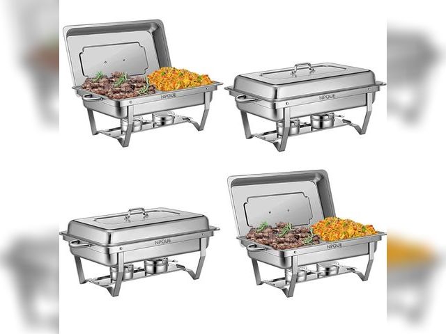 Lot 96-164341 - Chafing Dish Buffet Set 8 QT 4 Pack Stainless Steel,Buffet Servers and Warmers Chaffing Servers with...