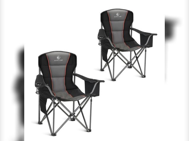 Lot 96-166048 - ALPHA CAMP Oversized Camping Folding Chair, Heavy Duty Support 450 LBS Steel Frame Collapsible Padde...