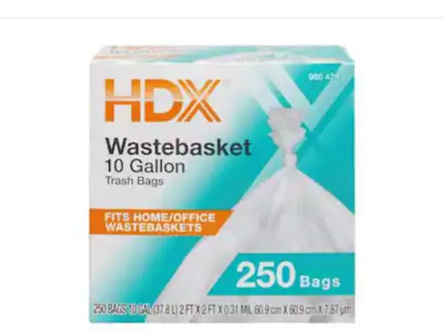 Lot 96-170488 - 10 Gallon Clear Waste Liner Trash Bags (250-Count), 7 Gal. Black Trash Can and Lemon Scent Disinfect...