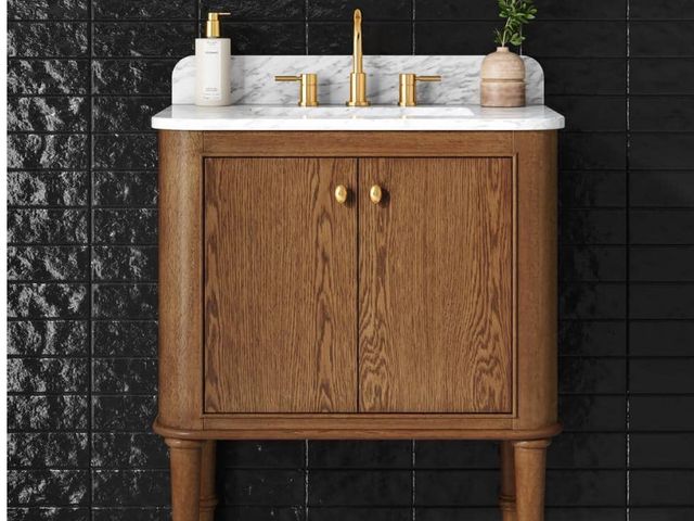 Lot 96-188916 - Home Decorators Collection
Collette 30 in. Single Sink Cinnamon Oak Bath Vanity with White Carrara M...
