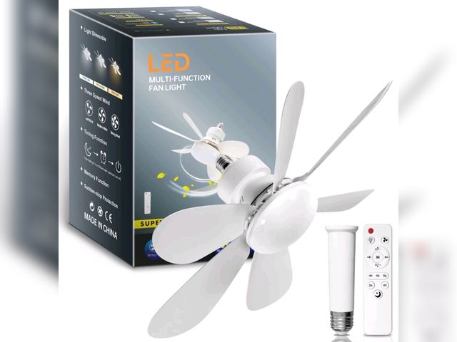 Lot 96-232724 - DAYBETTER Socket Fan Light, 20.5in Ceiling Fans with Lights and Remote,1900 Lumens Dimmable 6 Blades...