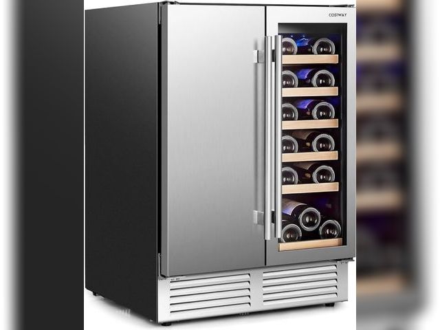 Lot 96-144904 - Wine and Beverage Refrigerator, Dual Zone Under Counter Wine Beverage Cooler with Lock, Stainless St...