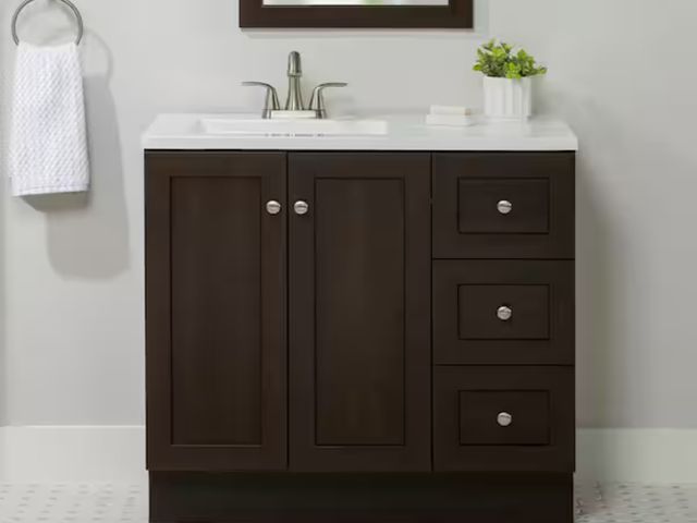 Lot 96-164784 - Glacier Bay
Bannister 37 in. Single Sink Dusk Bath Vanity with White Cultured Marble Top (Assembled)...