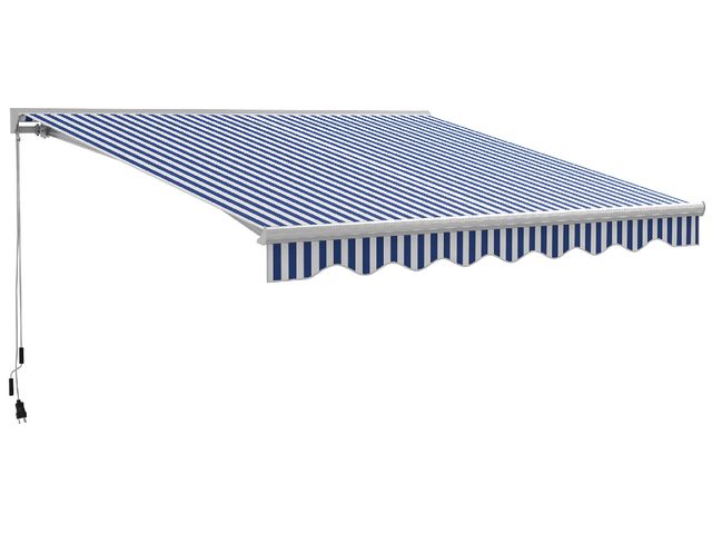 Lot 96-161677 - Outsunny 13' x 10' Electric Awning, Retractable Awning with LED Lights and Remote Controller for Doo...