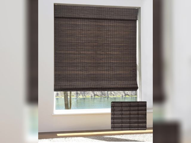 Lot 96-221782 - Cordless Bamboo Roman Shades for Windows, Blinds Size (46.5" W ×48" H) Colour (BDP-Espresso) New