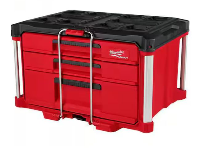 Lot 96-189470 - Milwaukee
PACKOUT 22 in. Modular 3-Drawer Multi Drawer Tool Box with Metal Reinforced Corners and 50...