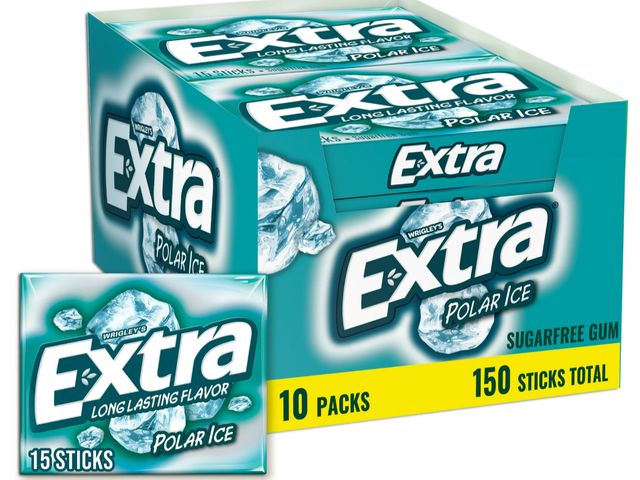 Lot 96-200937 - Extra Polar Ice Sugar Free Chewing Gum Slim Packs - 10 Ct Bulk Pack
New
Expires April 9, 2027