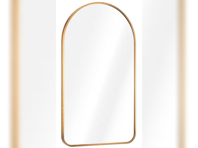Lot 96-182908 - Navaris Arched Wall Mirror - Golden Arch Framed Mirror - 17.7"x31.5" Wall-Mounted Mirror with Gold A...
