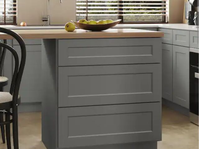 Lot 96-165666 - Hausvita 30 in. W x 24 in. D x 34.5 in. H Ready to Assemble Plywood Base Kitchen Cabinet with 3-Draw...