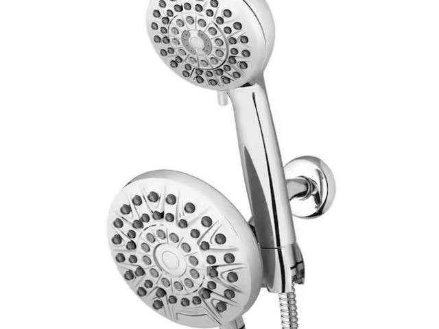 Lot 96-165292 - Waterpik
8-Spray Patterns with 1.8 GPM 6.25 in. Wall Mount Dual Shower Head and Handheld Shower Head...