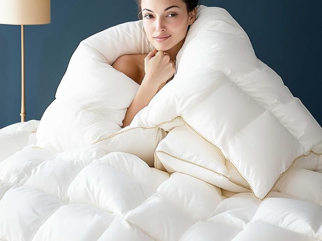 Lot 96-181459 - Puffy White Feather Comforter Queen Size with Feathers Down Fiber Filled, All Season Feather Duvet I...