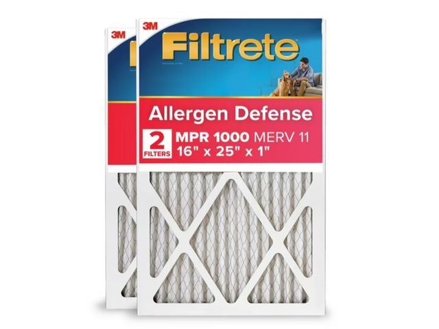 Lot 96-173765 - Filtrete 16x25x1 HVAC Furnace Air Filter, MPR 1000 MERV 11, Allergen Defense, 2 Pack New